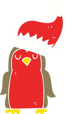 Bir insan tarafından çizilmiş noel ardıçkuşunun düz renk çizimi