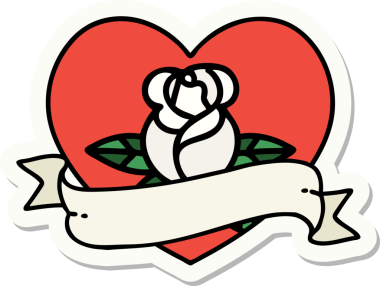 Bir insan tarafından çizilmiş, geleneksel kalp şeklinde dövme çıkartması.