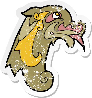 Bir insan tarafından çizilmiş ortaçağ çizgi filminin gerilimli çıkartması.