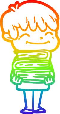 gökkuşağı gradyan çizgi çizimi bir insan tarafından çizilmiş mutlu bir çocuk