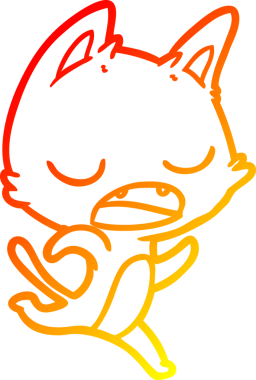 Bir insan tarafından çizilen konuşan kedi çizgi filminin sıcak gradyan çizimi