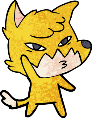 Bir insan tarafından çizilmiş akıllı çizgi film tilkisi.