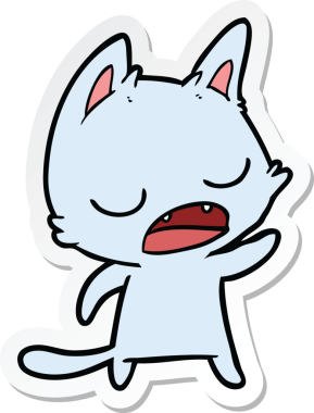 Bir insan tarafından çizilmiş konuşan kedi karikatürü.