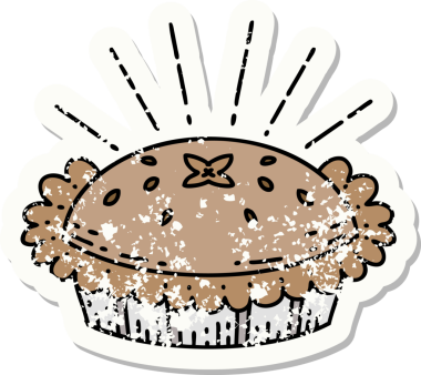 Eski bir dövme stili. Bir insan tarafından çizilmiş harika bir turta.