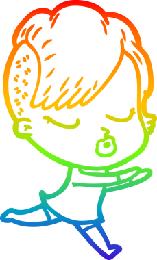 Gökkuşağı gradyan çizgi çizimi Bir insan tarafından çizilmiş güzel hippi kız