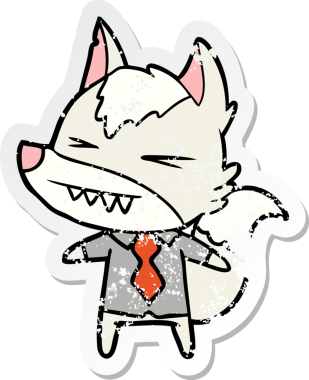 Bir insan tarafından çizilmiş kızgın kurt patron çizgi filminin sıkıntılı çıkartması.