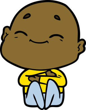 Bir insan tarafından çizilmiş mutlu, kel adam.