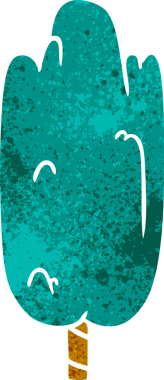 El çizimi retro karikatür karalama Bir insan tarafından çizilmiş tek yeşil ağaç