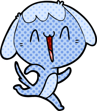 Bir insan tarafından çizilmiş şirin bir çizgi film köpeği.