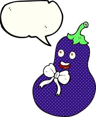 Bir insan tarafından çizilmiş el yazması çizgi roman konuşma balonu patlıcan.