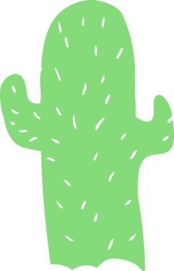 Bir insan tarafından çizilen kaktüsün düz renk çizimi