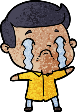 Bir insan tarafından çizilmiş ağlayan çizgi film adamı.