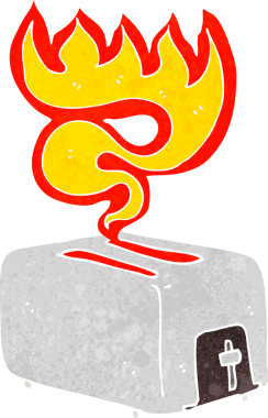 Bir insan tarafından çizilmiş kızgın ekmek kızartma makinesi.