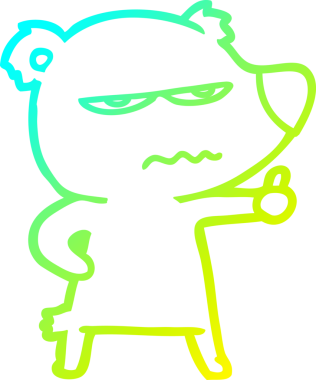 Kızgın ayı kutup karikatürünün soğuk gradyan çizimi bir insan tarafından çizilmiş başparmaklar.