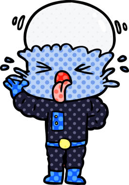 Bir insan tarafından çizilmiş iğrenç bir çizgi film uzaylısı.