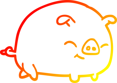 Bir insan tarafından çizilmiş çizgi film domuzu çizimi.