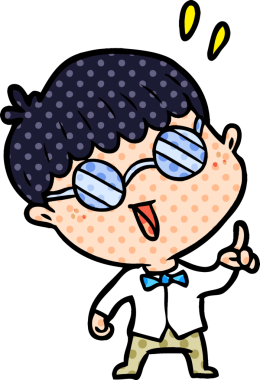 Bir insan tarafından çizilmiş bir fikri olan zeki çocuk.