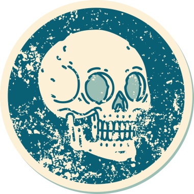 Bir insan tarafından çizilmiş bir kafatasının sembolik dövmeli görüntüsü.