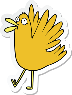 Bir insan tarafından çizilmiş, ciyaklayan bir kuşun çıkartması.