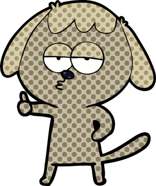 Bir insan tarafından çizilmiş, sıkılmış bir köpek.