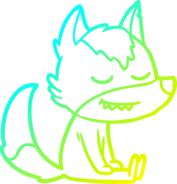 Bir insan tarafından çizilmiş, dost canlısı, çizgi film kurdu çizimi.