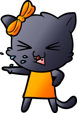 Bir insan tarafından çizilmiş çizgi film kedisi.