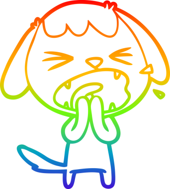 Gökkuşağı gradyan çizgisi bir insan tarafından çizilmiş şirin bir çizgi köpek havlaması.