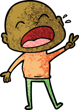 Bir insan tarafından çizilmiş kel adam diye bağıran çizgi film.