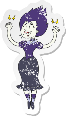 Bir insan tarafından çizilmiş vampir bir kızın gerilimli çıkartması.