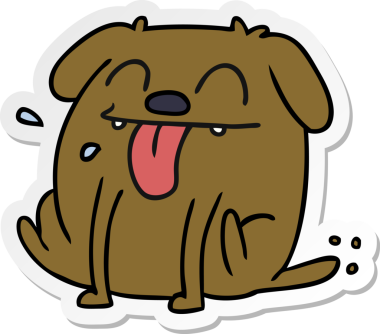 Bir insan tarafından çizilmiş kawaii köpeğinin serbest sticker karikatürü.