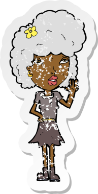 Bir insan tarafından çizilmiş bir karikatür kadının gerilmiş çıkartması.