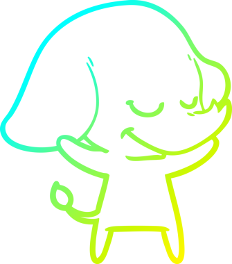 Bir insan tarafından çizilmiş gülümseyen bir filin soğuk gradyan çizimi