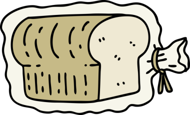 Bir insan tarafından çizilmiş plastik poşette bir somun ekmek.