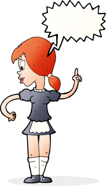 Çizgi film garsonu, bir insan tarafından çizilmiş konuşma balonuyla sipariş veriyor.