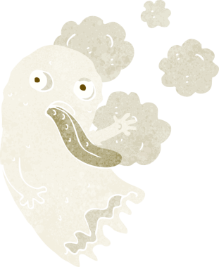 Bir insan tarafından çizilmiş çizgi film hayaleti.