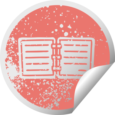 Bir insan tarafından çizilmiş bir not defterinin, sıkıntılı, dairesel soyma etiketi sembolü.