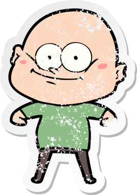 Bir insan tarafından çizilmiş kel bir adamın sıkıntılı çıkartması.