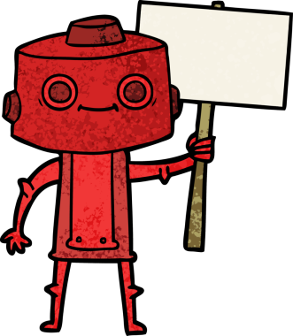 Bir insan tarafından çizilmiş çizgi film robotu