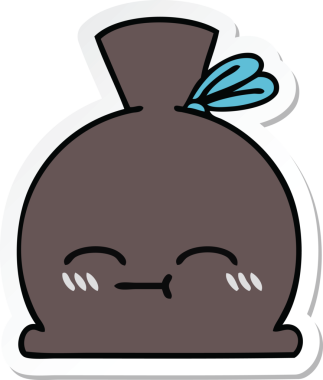 Bir insan tarafından çizilmiş şirin bir karikatür çuvalı.