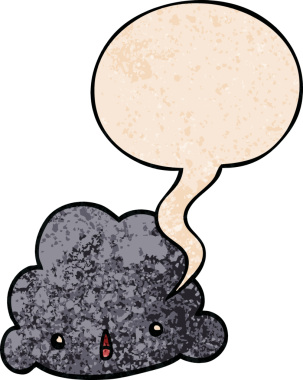 Konuşma baloncuğu olan karikatür bulutu insan tarafından çizilmiş retro doku.