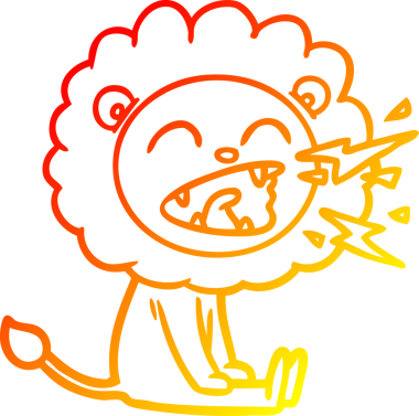 Bir insan tarafından çizilen kükreyen bir aslanın sıcak çizgi çizimi