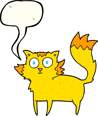 Bir insan tarafından çizilmiş serbest çizilmiş çizgi roman konuşma balonu çizgi film kedisi.