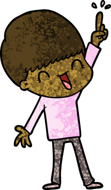 Bir insan tarafından çizilmiş mutlu çizgi film çocuğu.