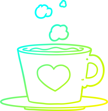 Bir insan tarafından çizilmiş güzel bir fincan kahvenin soğuk gradyan çizimi