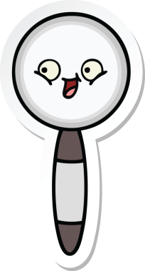 Bir insan tarafından çizilmiş şirin bir çizgi film büyütecinin çıkartması.