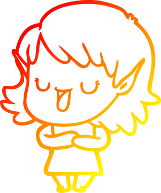 Bir insan tarafından çizilmiş çizgi film karakteri bir elf kızı çizimi