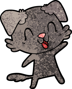 Bir insan tarafından çizilmiş gülen çizgi film köpeği.