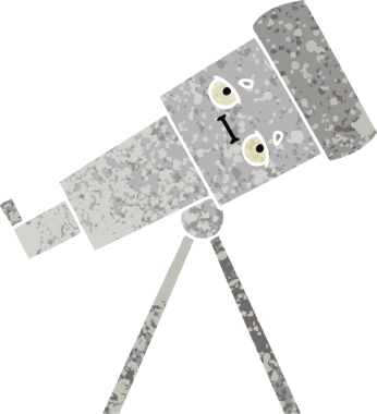 Bir insan tarafından çizilmiş bir teleskobun retro çizim tarzı karikatürü