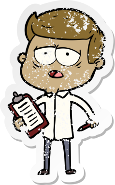 Bir insan tarafından çizilmiş yorgun bir çizgi filmin sıkıntılı çıkartması.