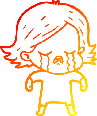 Bir insan tarafından çizilmiş ağlayan çizgi film kızı çizimi.